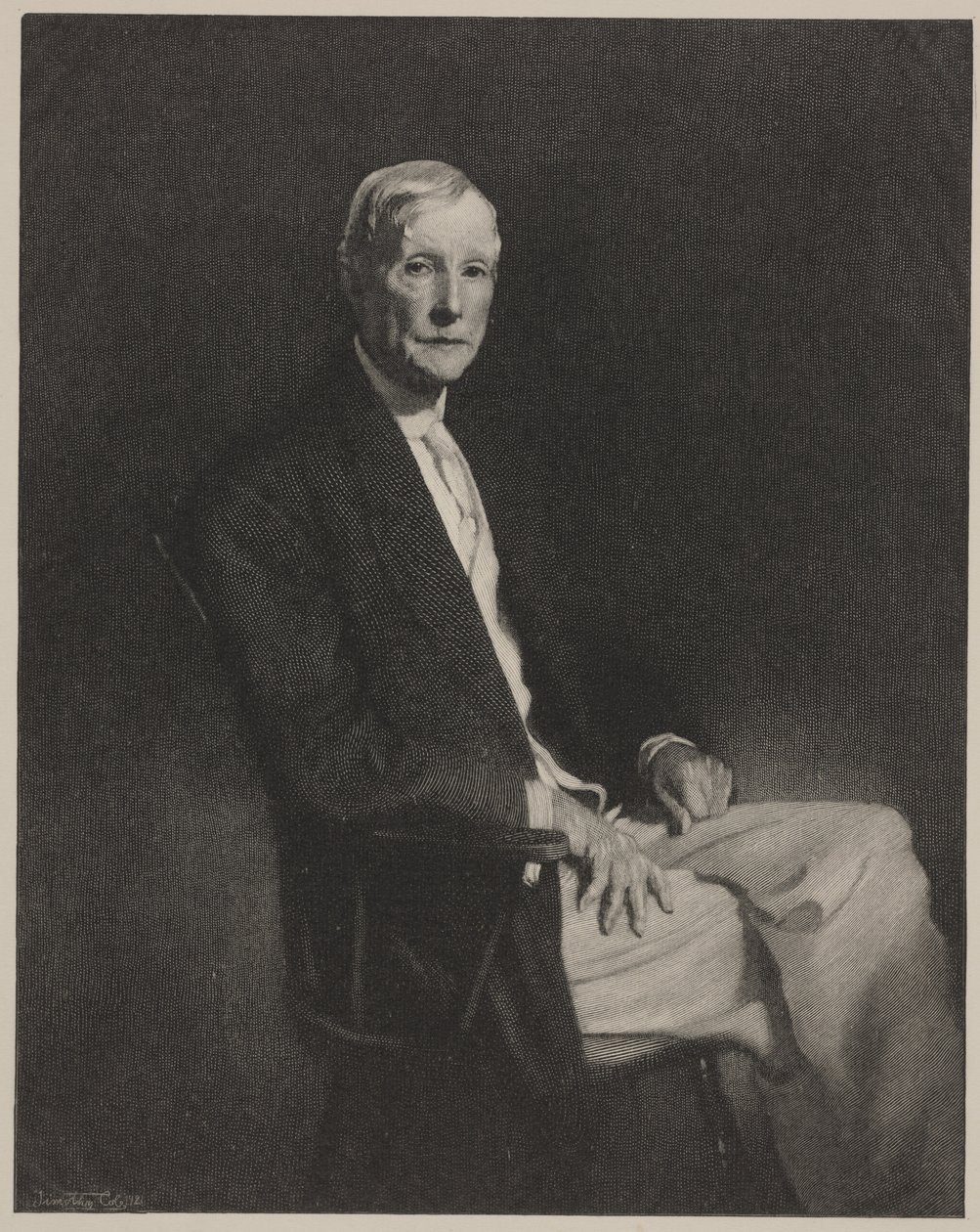 John D. Rockefellerin muotokuva, printti Timothy Cole tekijältä John Singer (after) Sargent