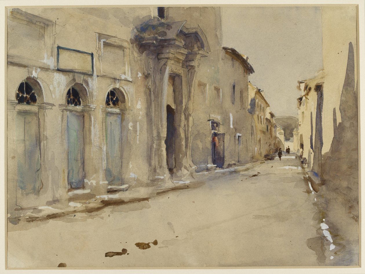 Katu Espanjassa (akvarelli grafiitin päällä ja vartaloväriä) tekijältä John Singer Sargent