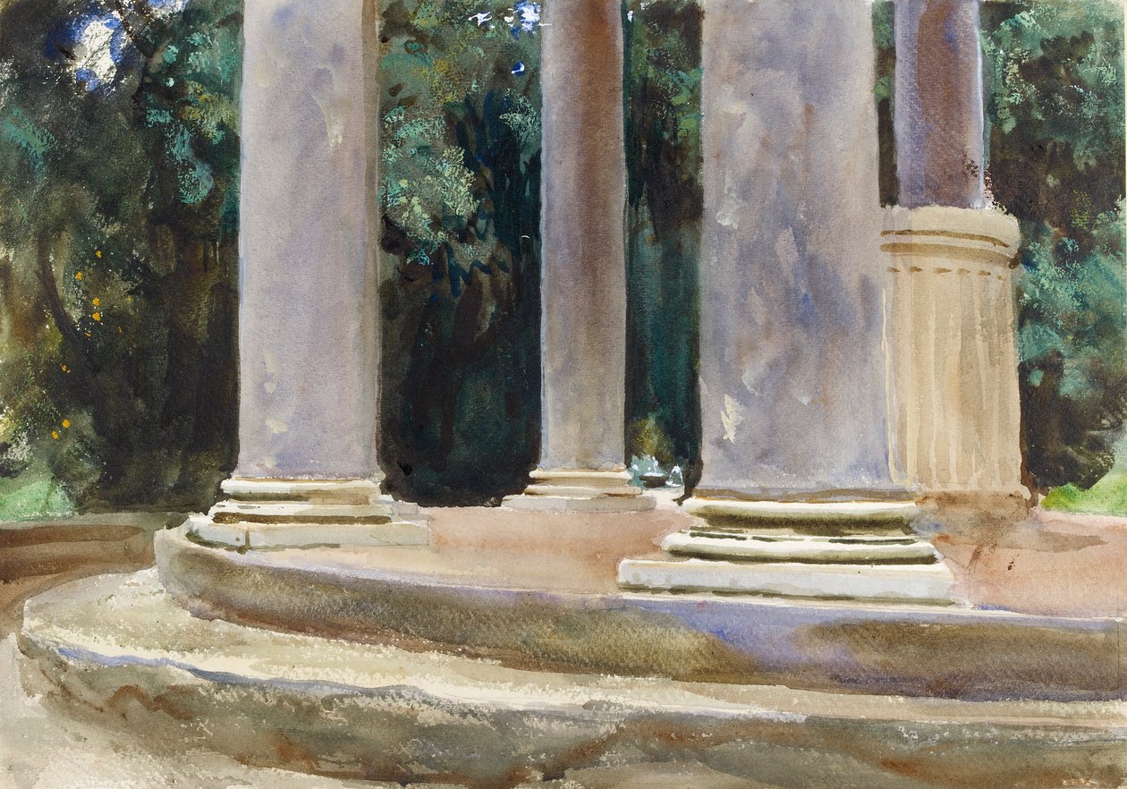 Näkymä Tempietton pylväiden välissä, 1800-luvun loppu tekijältä John Singer Sargent
