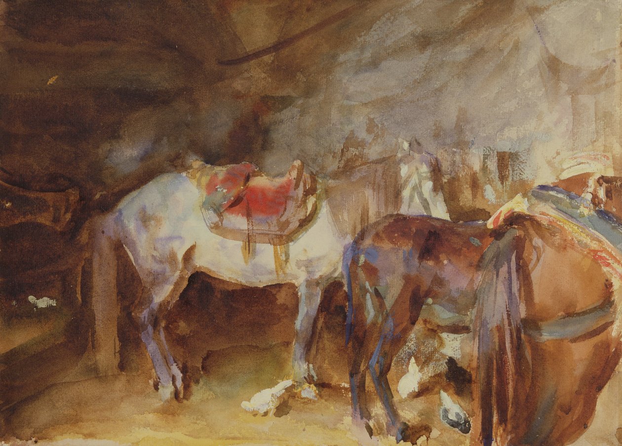 Arab Stable, n. 1905-06 (wc paperilla) tekijältä John Singer Sargent