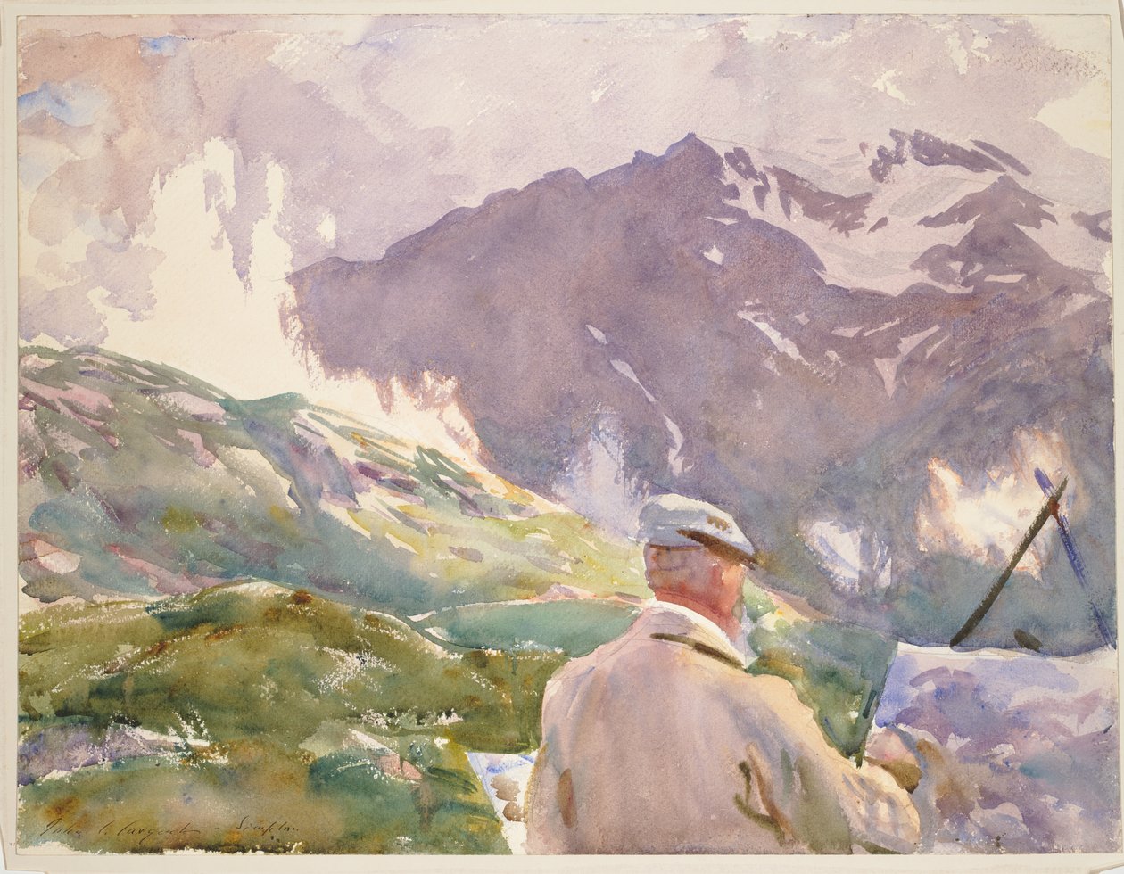 Taiteilija Simplonissa, noin 1909-11 (akvarelli, grafiitti paperille). tekijältä John Singer Sargent