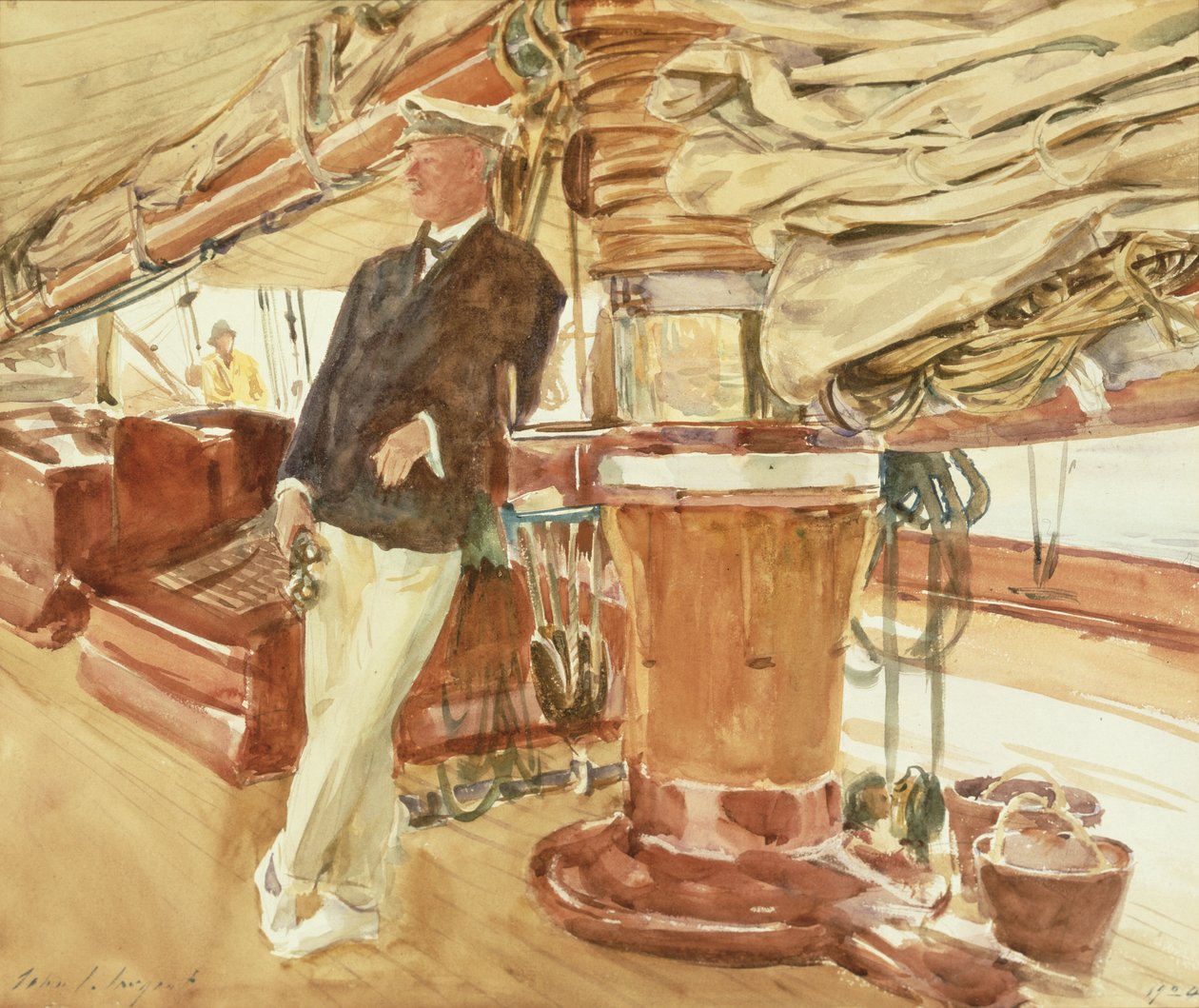 Kapteeni Herbert M. Sears kuunari Yacht Constellationin kannella. tekijältä John Singer Sargent