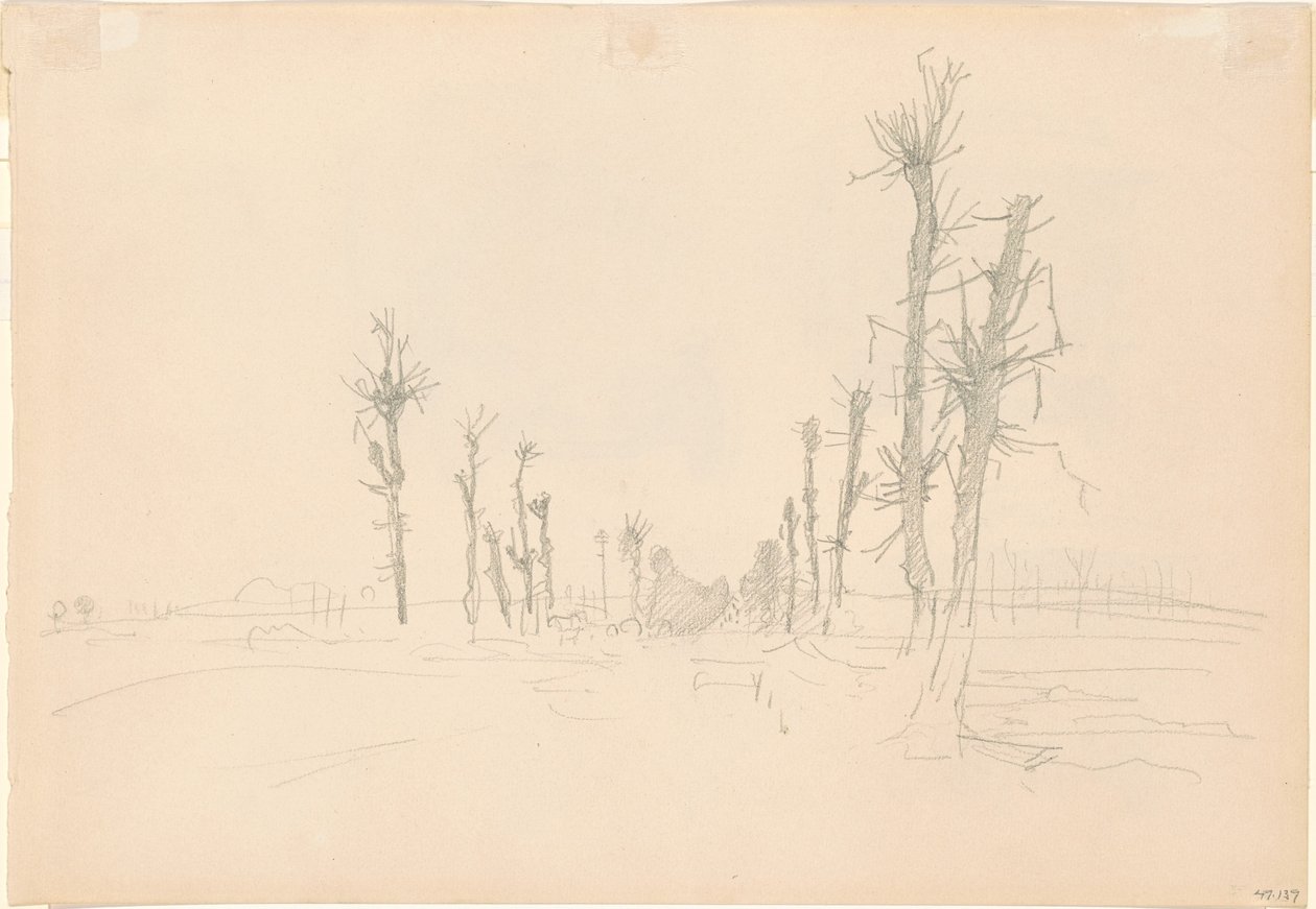 Tuhoutunut maisema [verso] tekijältä John Singer Sargent