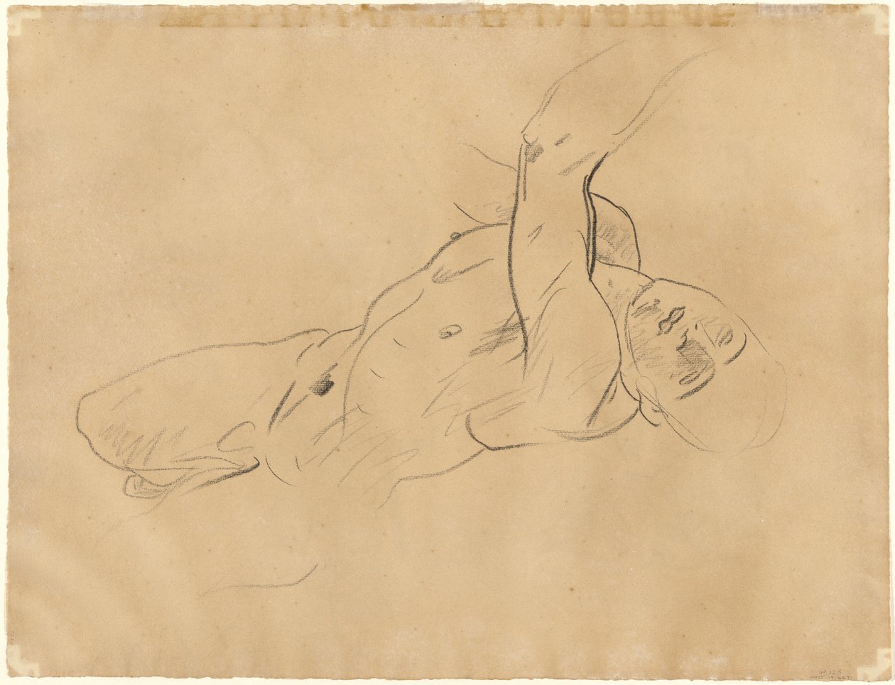 Putoava alaston mies [verso] tekijältä John Singer Sargent