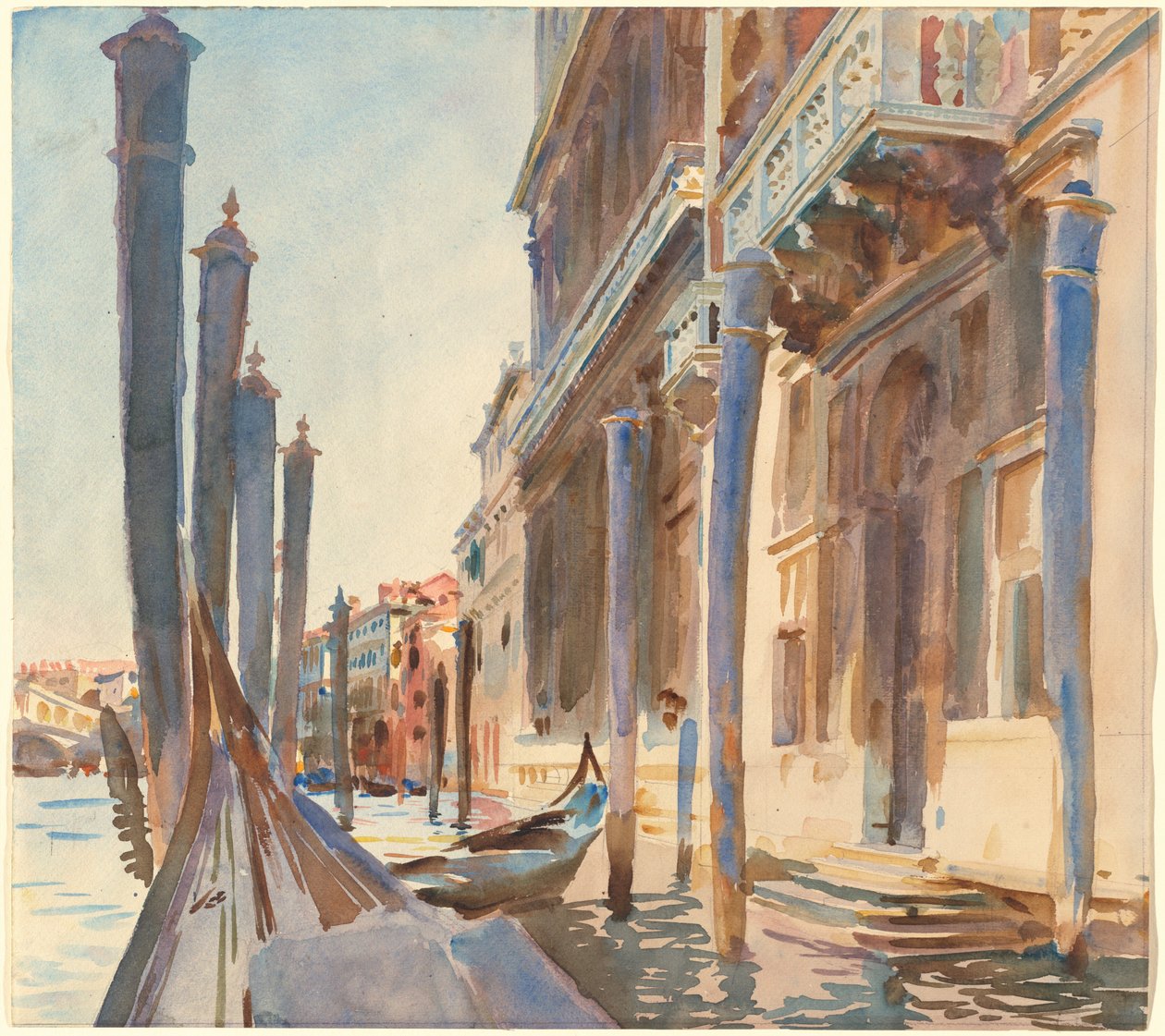 Gondolin kiinnityspaikat Grand Canalilla tekijältä John Singer Sargent