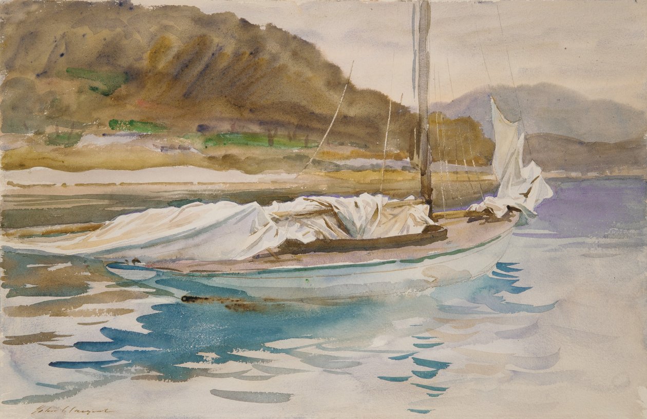 Tyhjänpäiväiset purjeet, 1913 (wc ja grafiitti valkoiselle paperiarkille) tekijältä John Singer Sargent