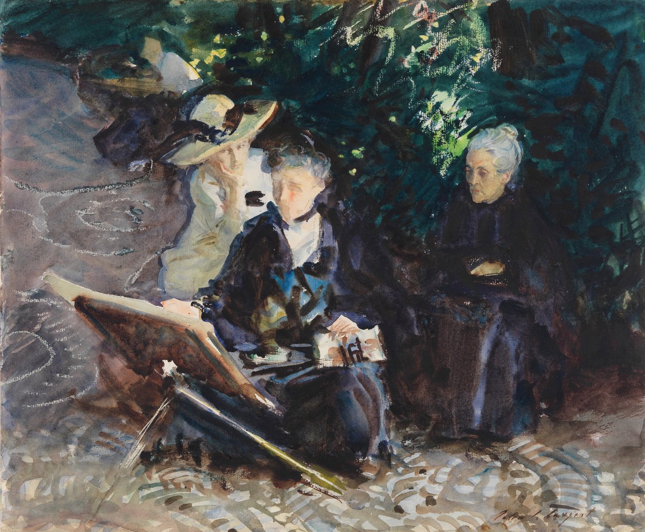Kenraalialueella, 1912 (wc, vahaliitu ja grafiitti valkoiselle paperiarkille). tekijältä John Singer Sargent