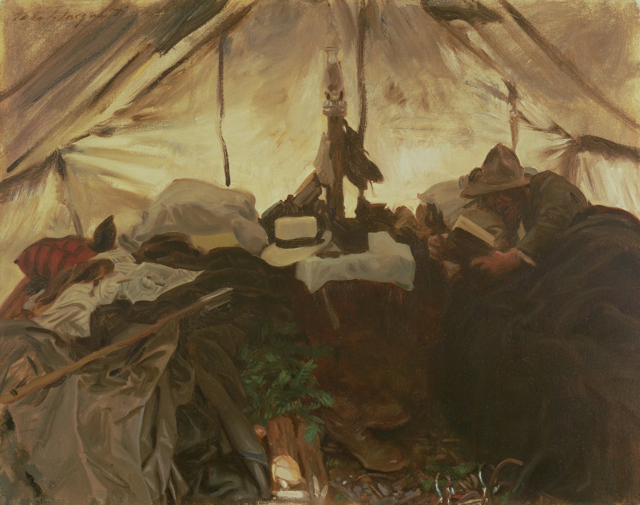 Teltan sisällä Kanadan kalliovuorilla, 1916 tekijältä John Singer Sargent