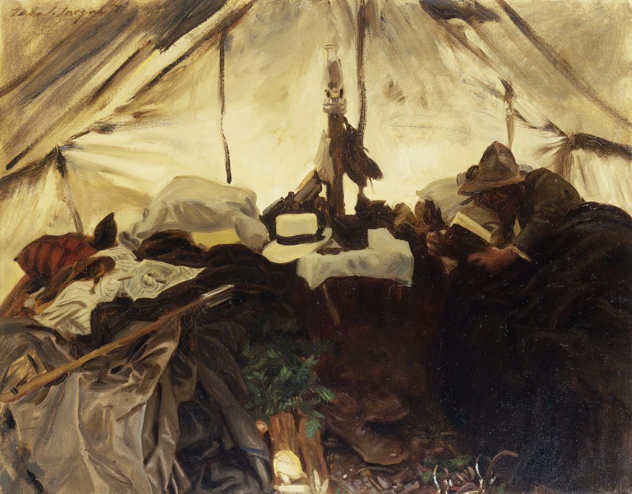 Teltan sisällä Kanadan kalliovuorilla, 1916 tekijältä John Singer Sargent