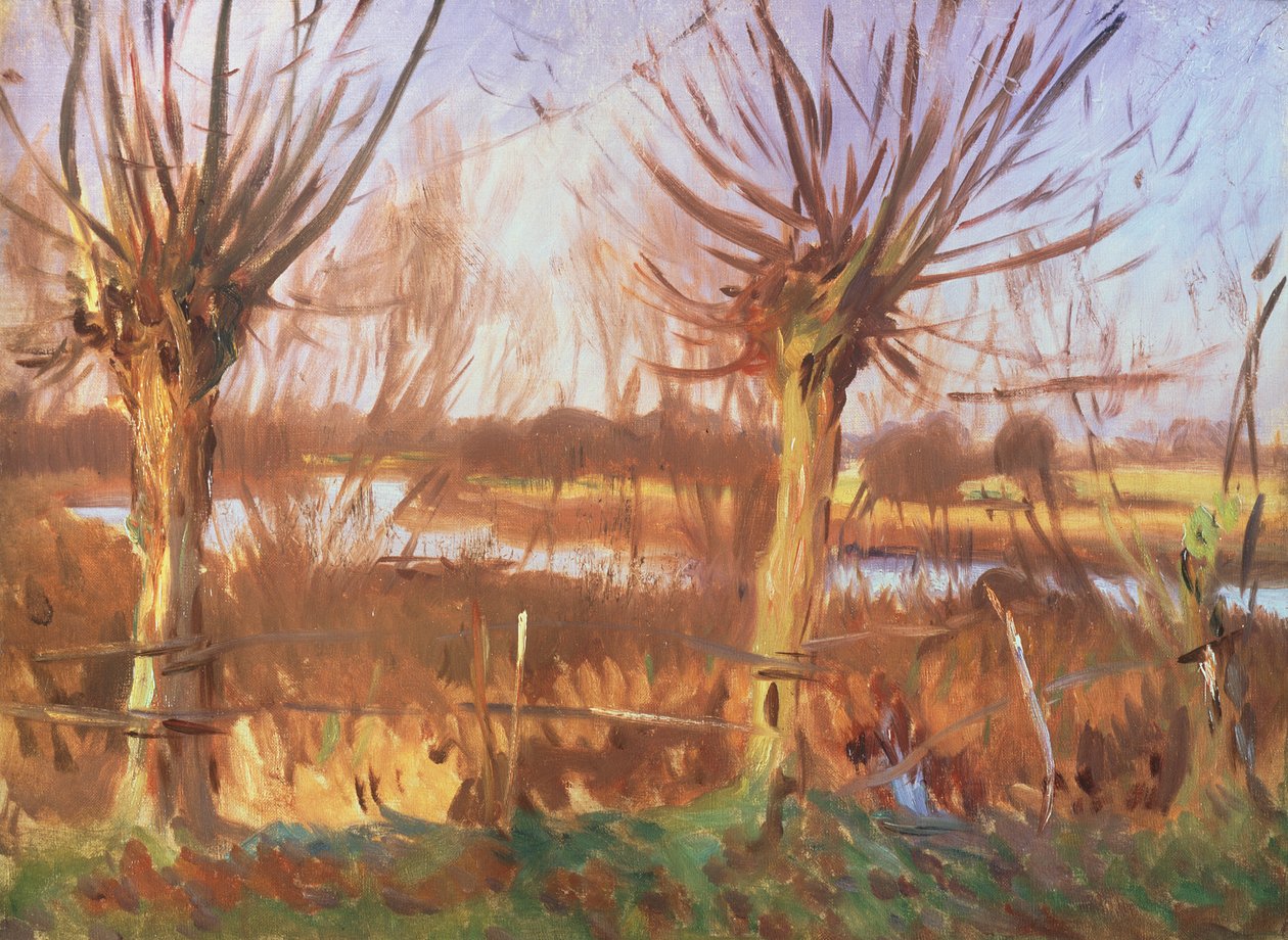 Maisema puiden kanssa, Calcot-on-the-Thames tekijältä John Singer Sargent