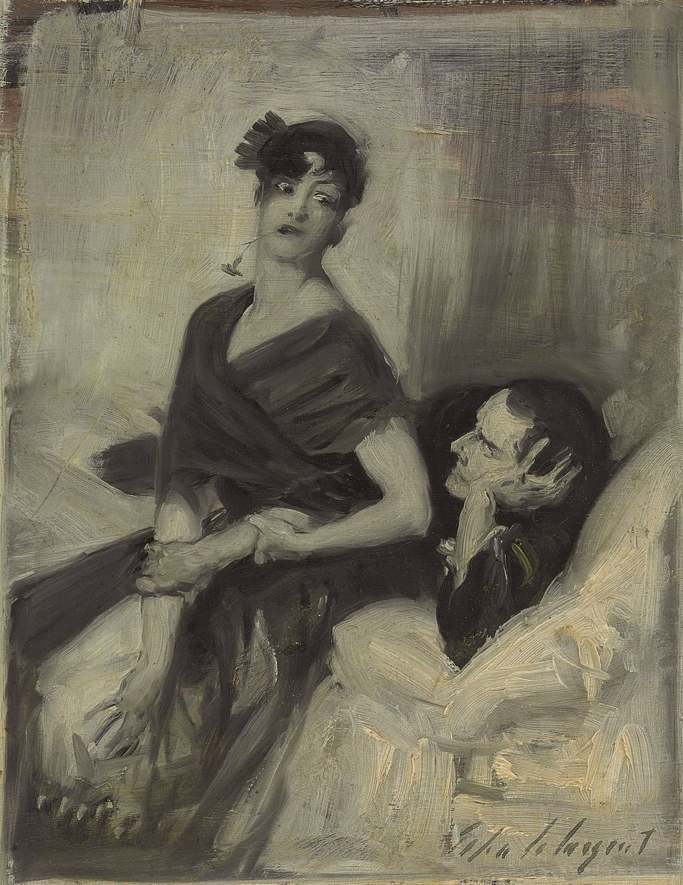 Mies ja nainen sängyssä, n. 1880-1882 tekijältä John Singer Sargent