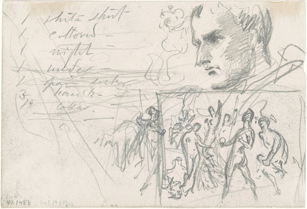 Napoleonin pää ja Pariisin tuomio [verso] tekijältä John Singer Sargent