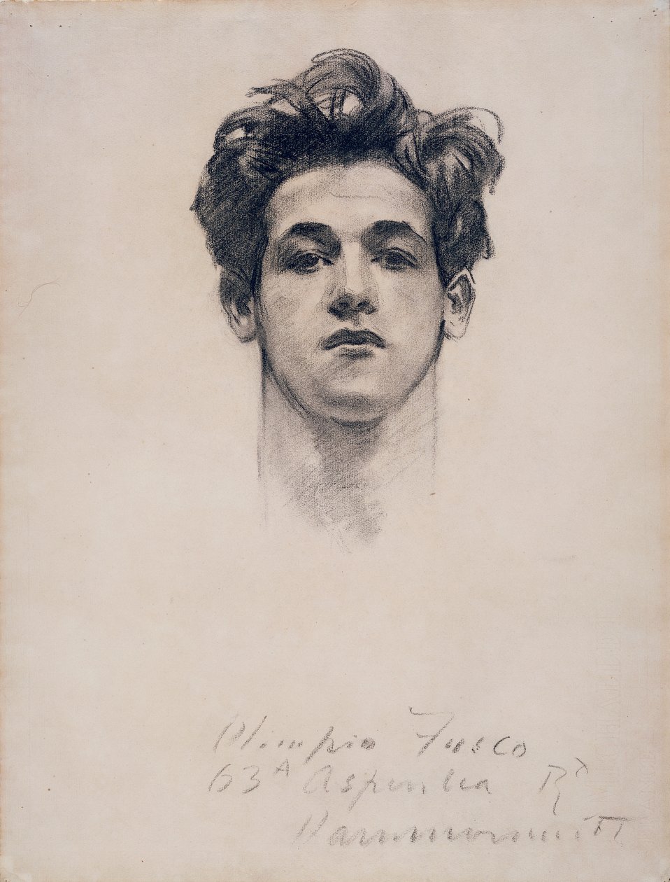 Olimpio Fusco, n. 1900-10 (hiili ja kanto paperilla) tekijältä John Singer Sargent