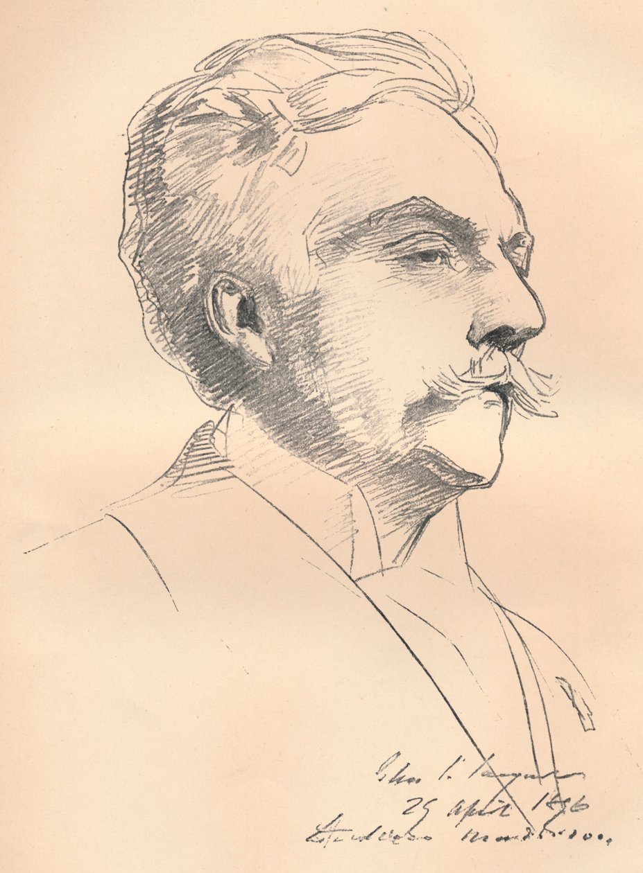 M. Gabriel Fauren muotokuvaluonnos, c1889 tekijältä John Singer Sargent