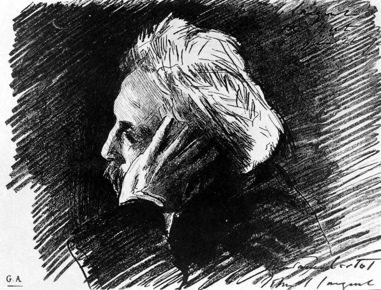 Gabriel Faurén (1845 - 1924), ranskalaisen säveltäjän muotokuva. Charcoal hänen ystävänsä John Singer Sargent (1898). tekijältä John Singer Sargent