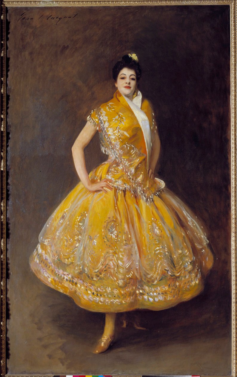 Espanjalaisen tanssijan Carmencitan muotokuva John Singer Sargentin (1856-1925) maalaus 1892 su. 2,32x1,42 m Pariisi, Musee d