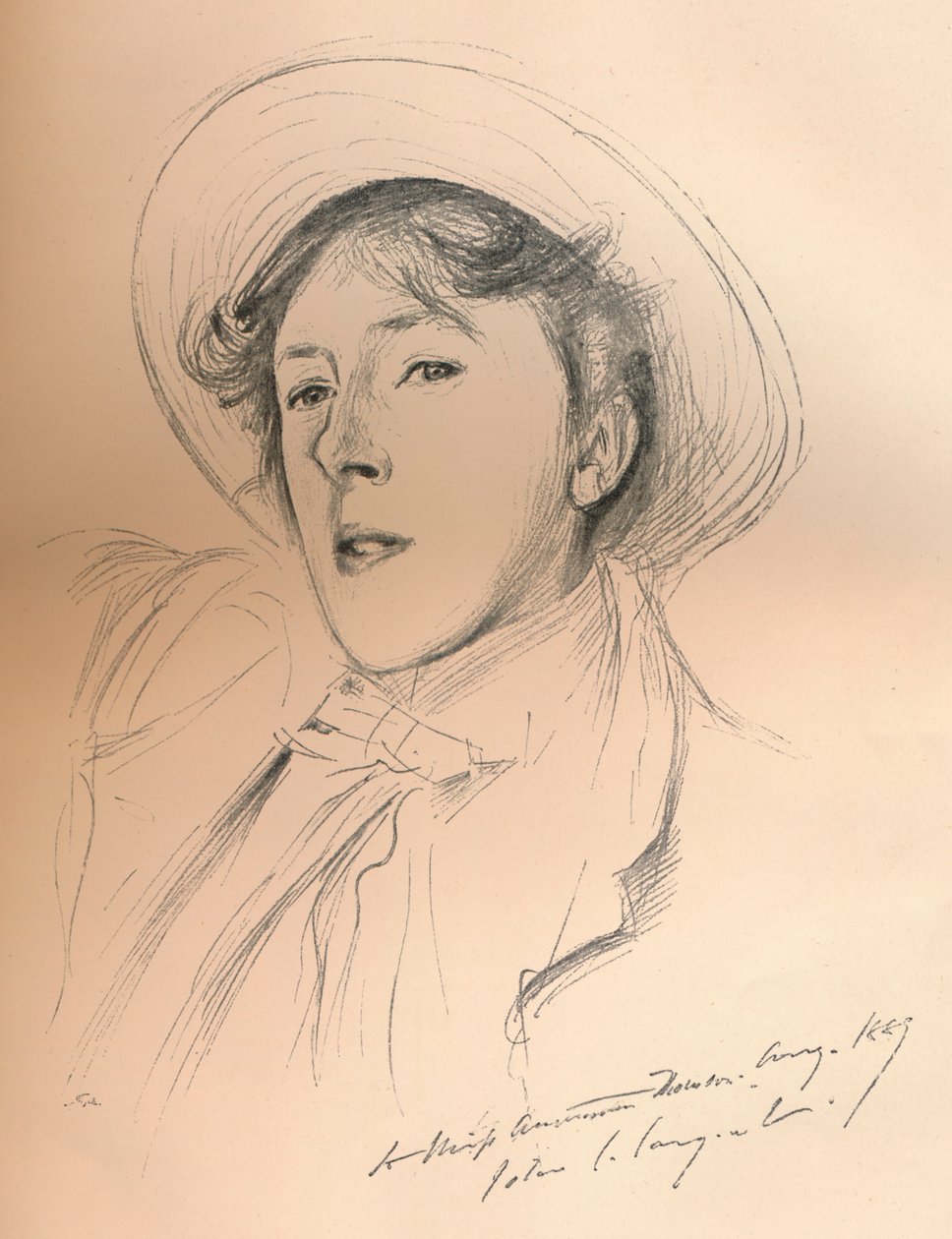 Muotokuvaluonnos neiti Violet Paget Vernon Leestä, c1881 tekijältä John Singer Sargent