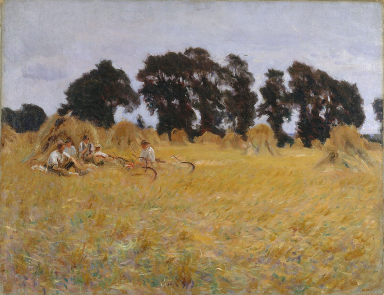 Viikatemiehet lepäävät vehnäpellolla, 1885 tekijältä John Singer Sargent