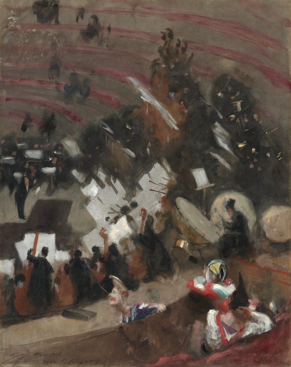 Pasdeloup-orkesterin harjoitus Talvisirkuksessa, n. 1879. tekijältä John Singer Sargent