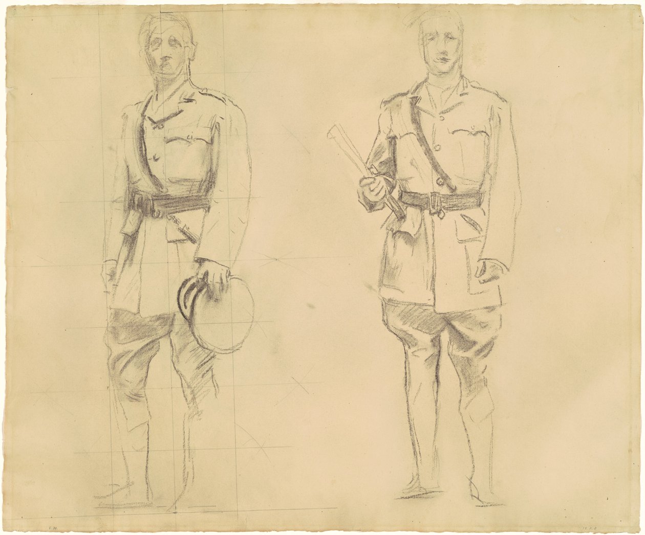 Kenraalien Plumerin ja Haigin tutkimukset ensimmäisen maailmansodan kenraaleille [recto], 1920-1922. tekijältä John Singer Sargent