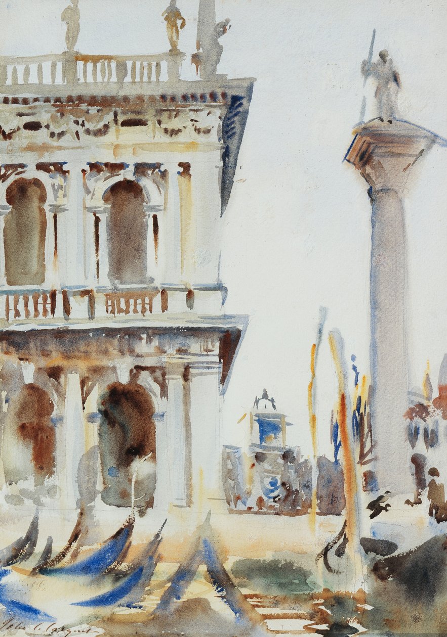 The Corner of the Libreria, St. Theodoren pylväs, Venetsia, 1904 tekijältä John Singer Sargent