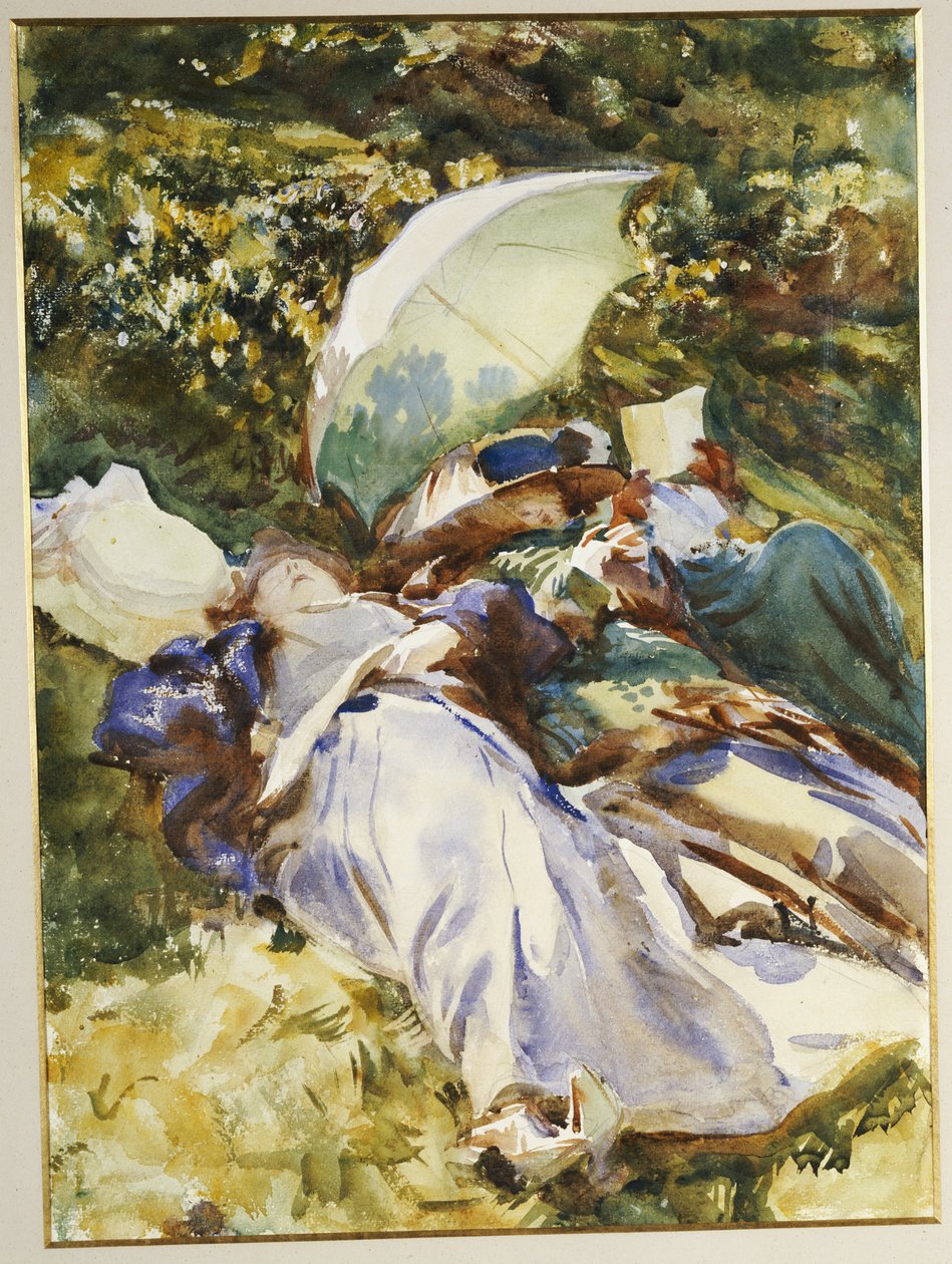 Vihreä päivänvarjo, n. 1910 tekijältä John Singer Sargent