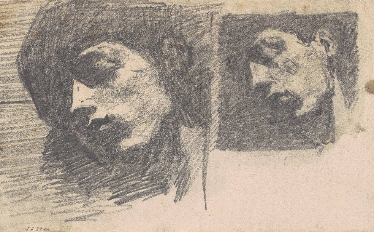 Kaksi päätä, 1875-80 (grafiitti vellapaperille) tekijältä John Singer Sargent