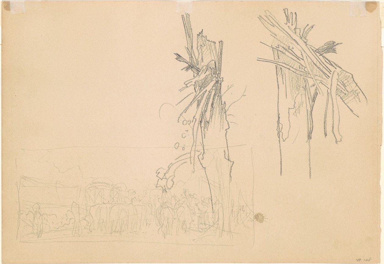 Kaksi murtunutta puuta; ja tutkimus "The Roadille" [versio] tekijältä John Singer Sargent