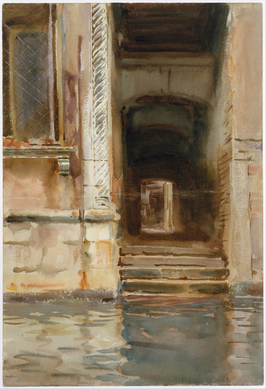 Venetsialainen käytävä, noin 1905 (wc, guassi ja grafiitti valkoiselle paperiraidalle). tekijältä John Singer Sargent