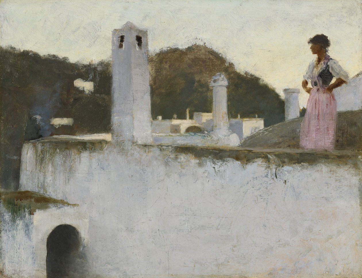 Näkymä Caprilta, noin 1878 (öljy akatemiapahville) tekijältä John Singer Sargent