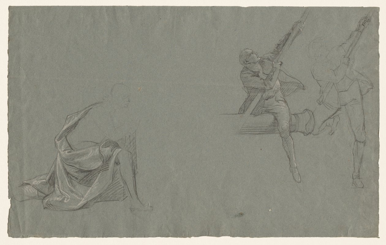 Drapery Study, Kaksi hahmoa vetää napaa, 1785-86. tekijältä John Singleton Copley