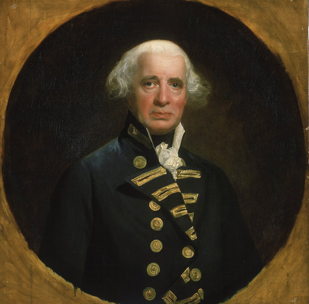 Muotokuva amiraali Richard Howesta (1726-1799), ensimmäinen Howen jaarli, Kanaalin laivaston komentaja vuonna 1794, osallistui Ranskan vallankumouksellisiin sotiin (1793-1802), Ouessantin rannikolla (Ranska). tekijältä John Singleton Copley