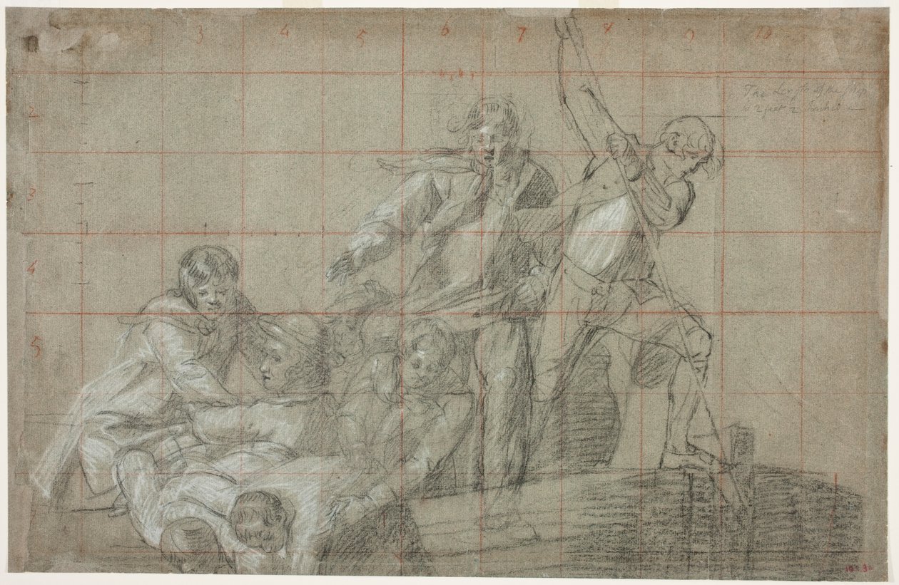 Rescue Group, 177778 (paperille musta liitu korotettu valkoisella) tekijältä John Singleton Copley