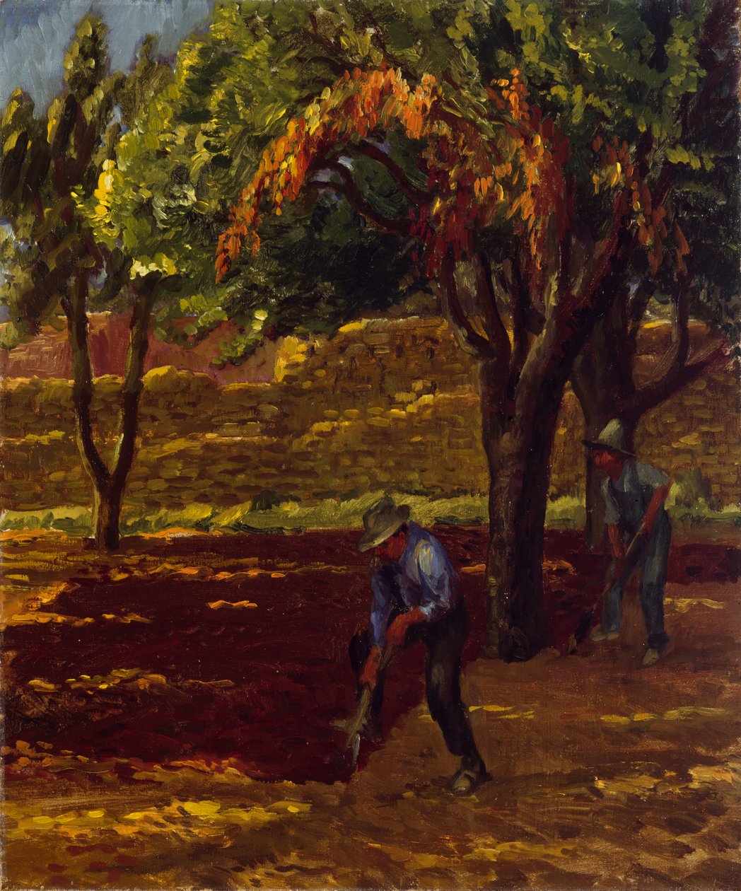 Hombres puutarhassa tekijältä John French Sloan
