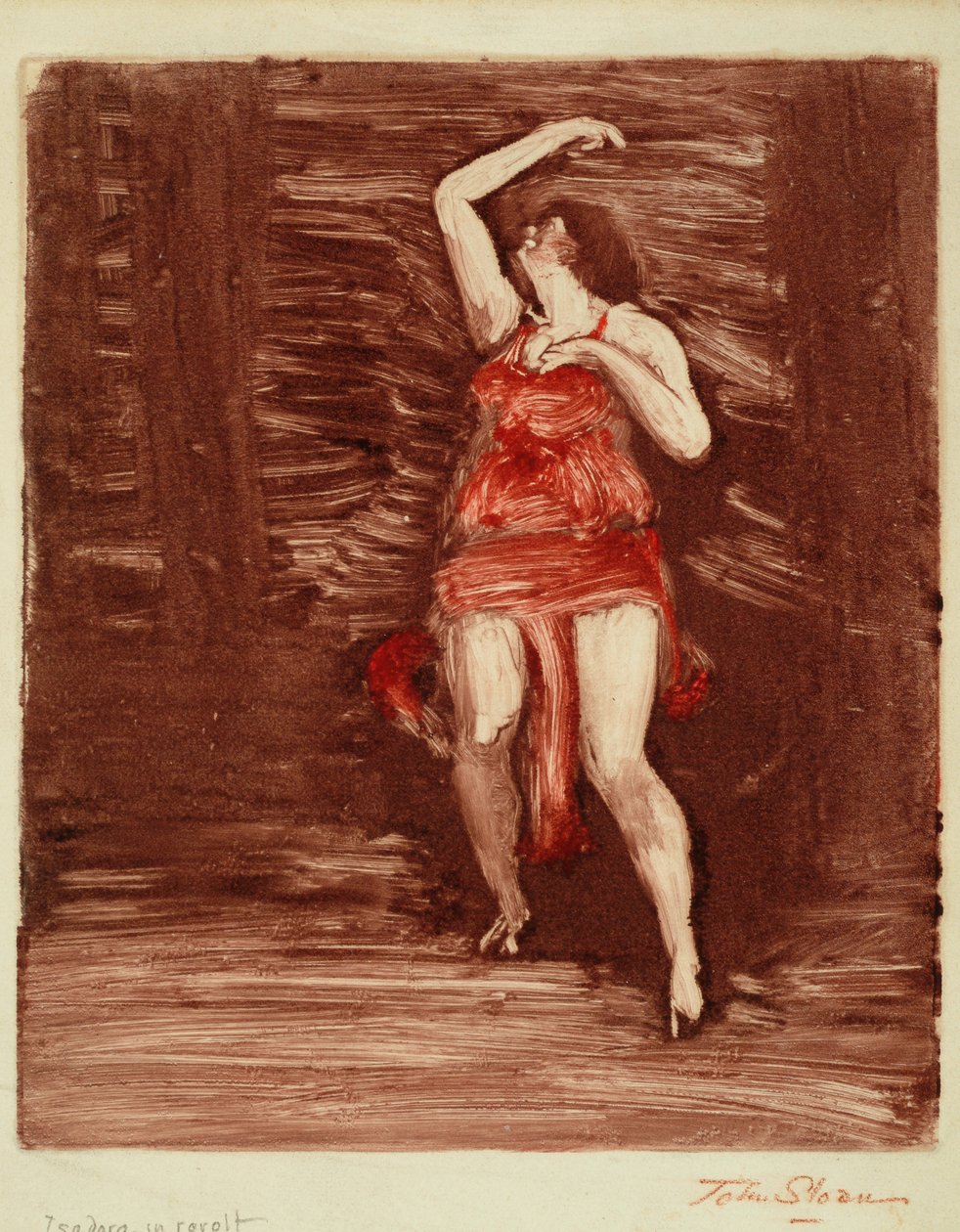 Isadora in Revolt, n. 1915 (monotypia paperilla) tekijältä John French Sloan