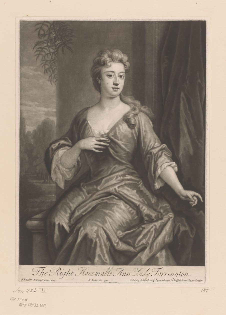 Muotokuva Anne Newport Oikea kunniallinen Ann Lady Torrington (otsikko esineessä) tekijältä John Smith