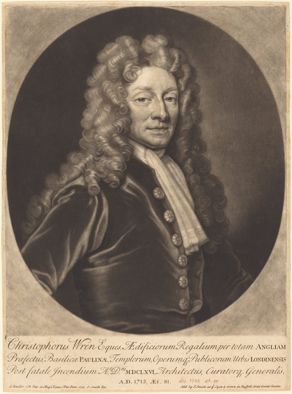 Sir Christopher Wren tekijältä John Smith after Sir Godfrey Kneller