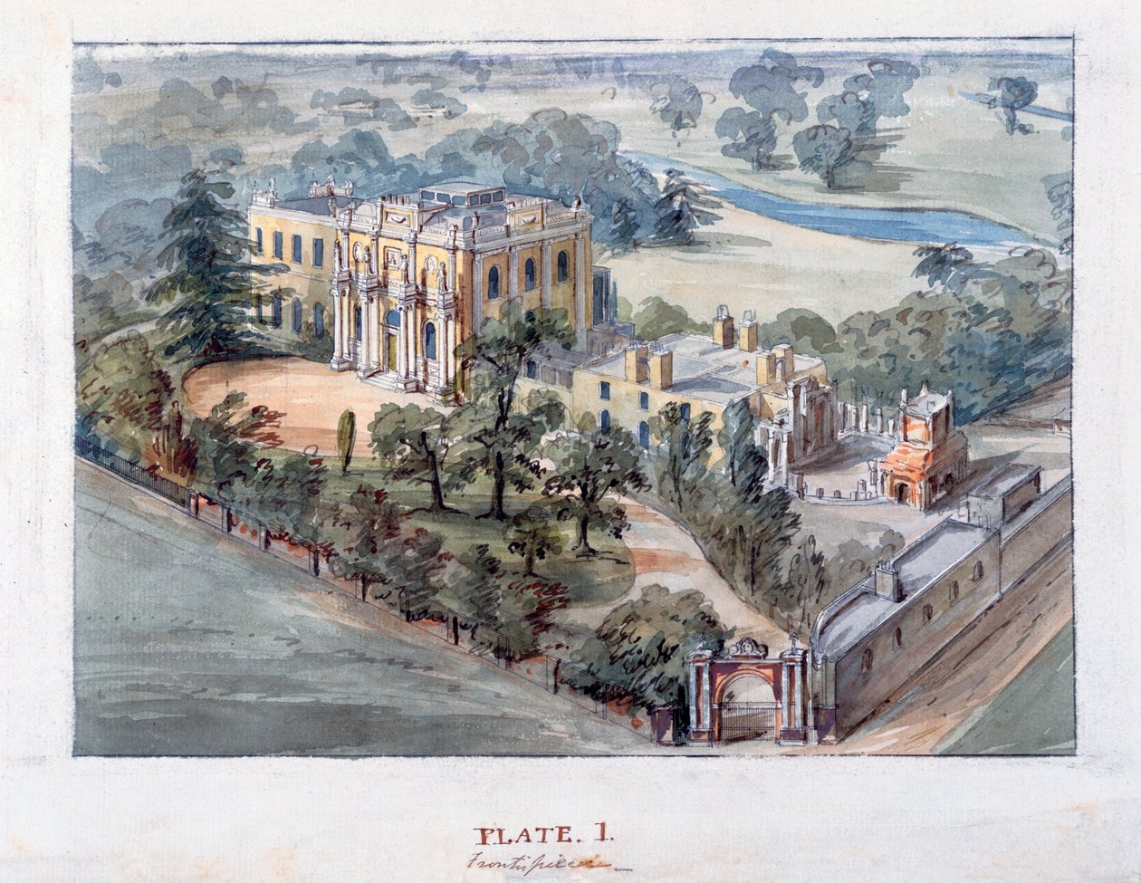 Pitzhanger Manor, Ealing (kynä ja muste wc:llä paperilla) tekijältä John Soane