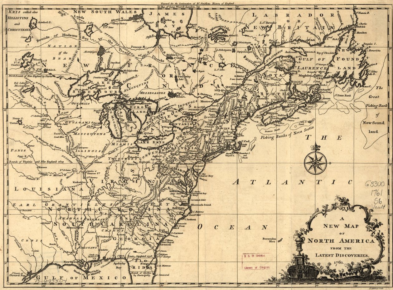 Uusi Pohjois-Amerikan kartta uusimpien löytöjen perusteella. LOC 75693504 tekijältä John Spilsbury