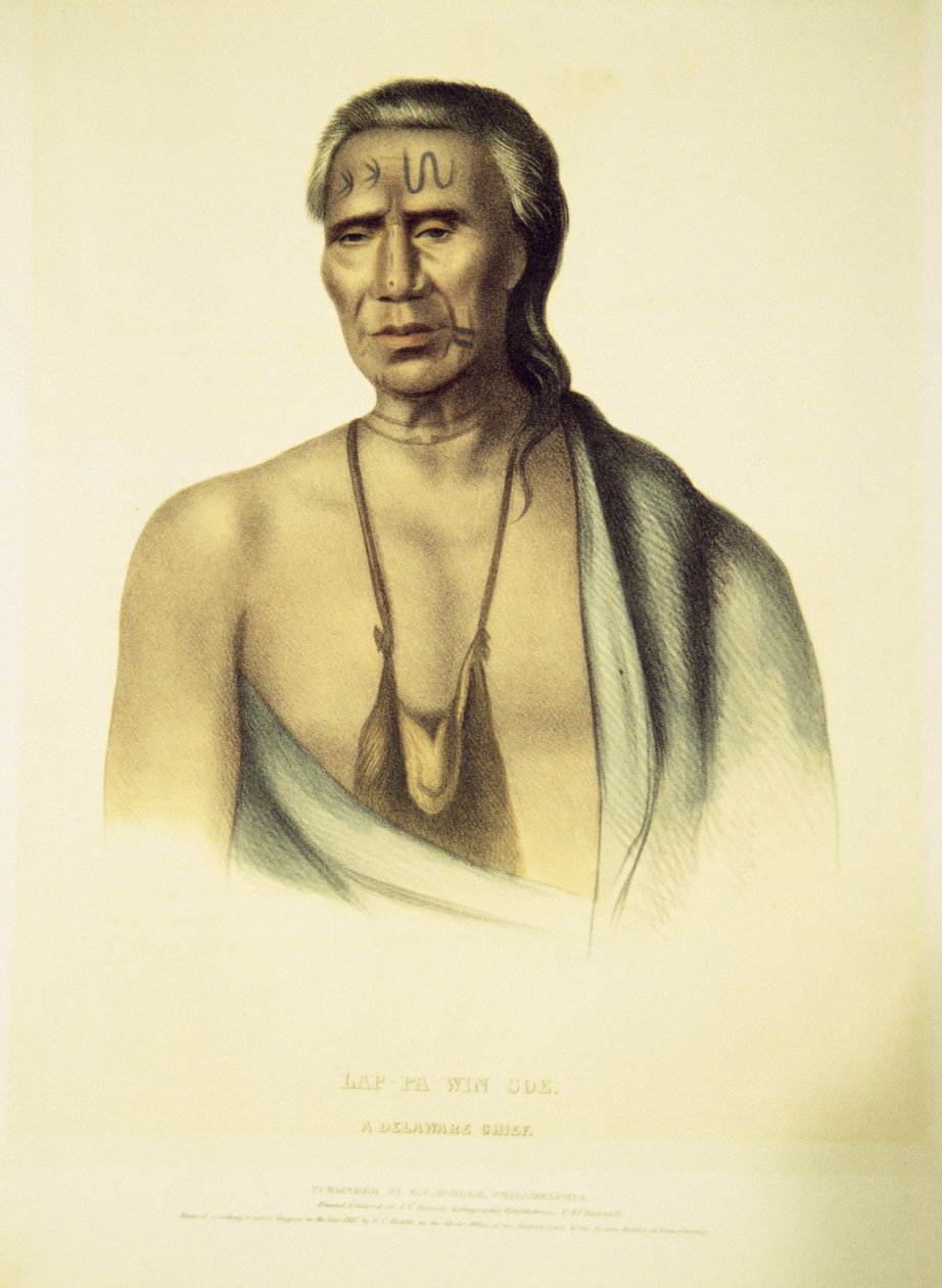 Lap-pa-win-soen muotokuva, 1837 (käsinvärinen lito) tekijältä John T. Bowen