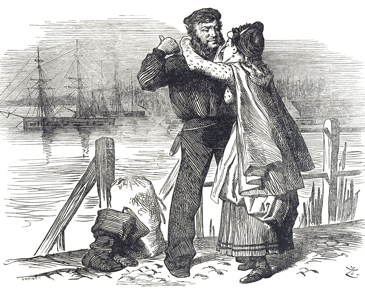 Merimiehen kunnianosoitus Samuel Plimsollille (1824-1898), englantilaiselle poliitikolle ja yhteiskunnan uudistajalle, hänen työstään työskennellessään Derbyn kansanedustajana kauppa-alusten lastausta ja merikelpoisuutta säätelevän lainsäädännön saattamise tekijältä John Tenniel