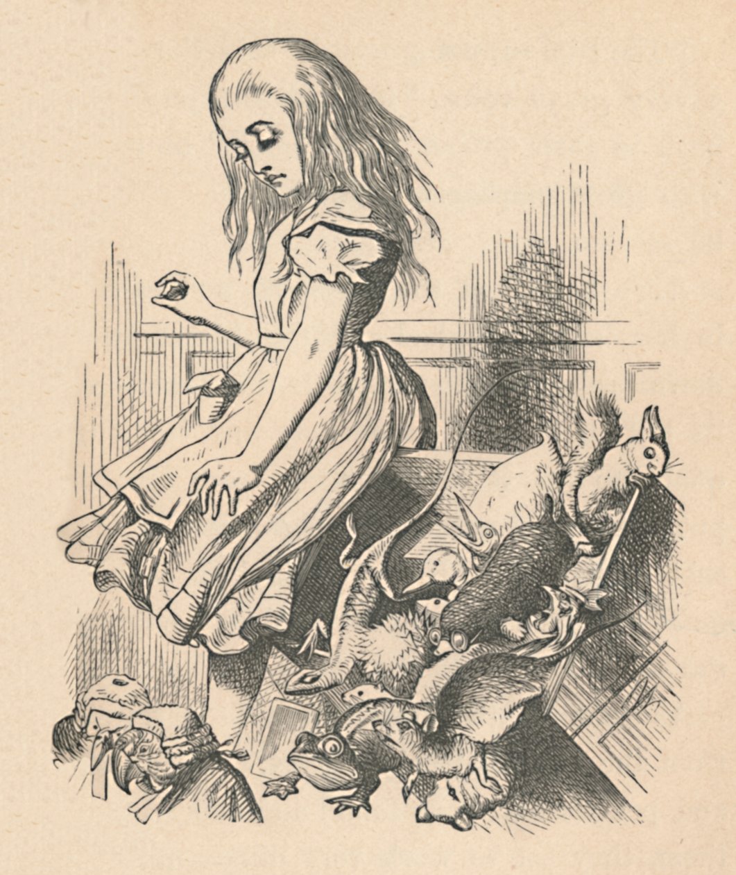 Liisa ja eläimet. Kaaos ja tuomioistuin, 1889 tekijältä John Tenniel