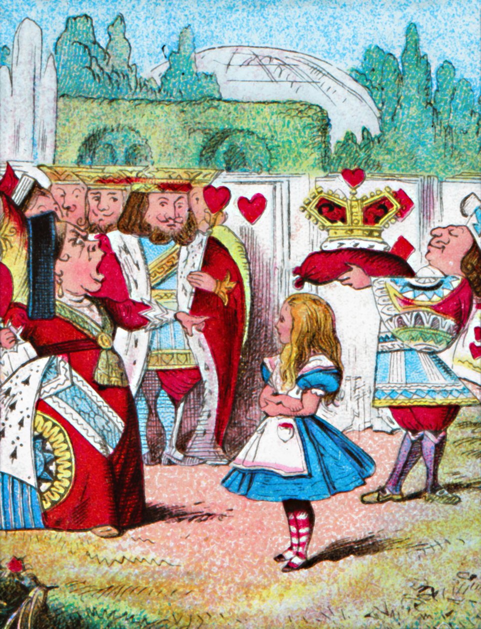 Pois päällään! Alice ja hänen punainen kuningattarensa, vuodelta 1910 tekijältä John Tenniel