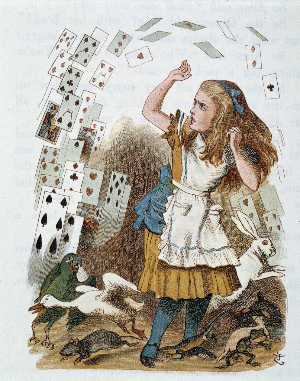 Pelikortit - Lewis Carrollin teoksessa "The lastentarha "" Alice in Wonderland", kuvitus John Tenniel (1820-1914) tekijältä John Tenniel