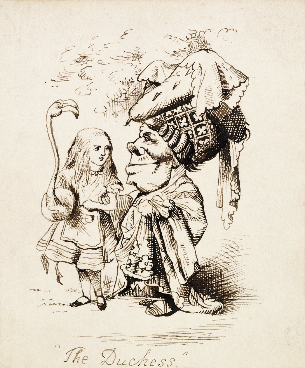 Herttuatar, n. 1865 (kynä ja ruskea muste) tekijältä John Tenniel
