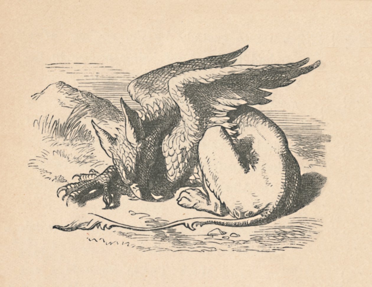 Gryphon unessa auringossa, 1889 tekijältä John Tenniel
