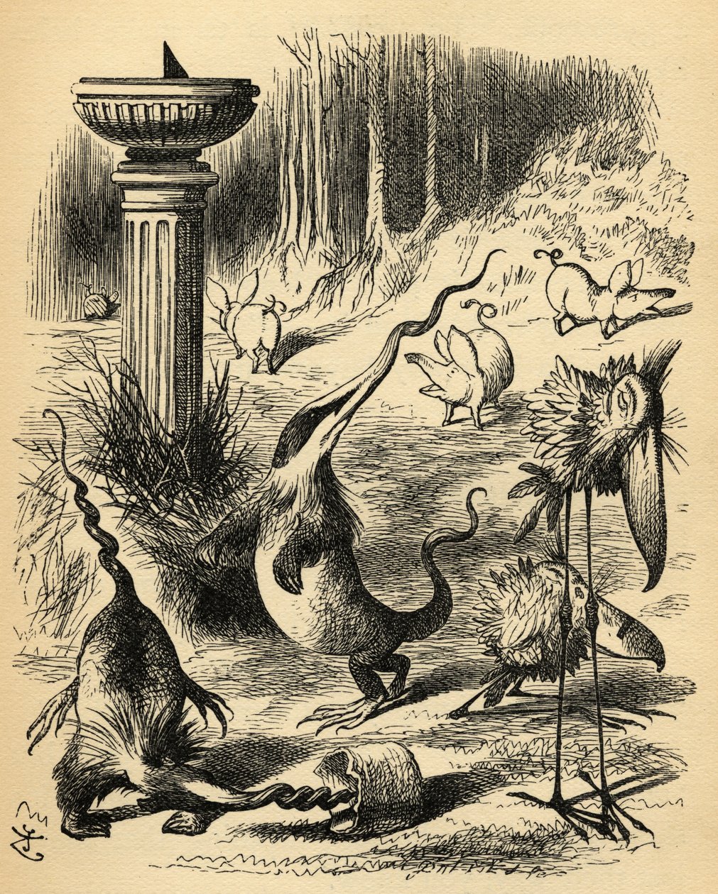 Slithy Toves. Kuvitus Sir John Tenniel tekijältä John Tenniel