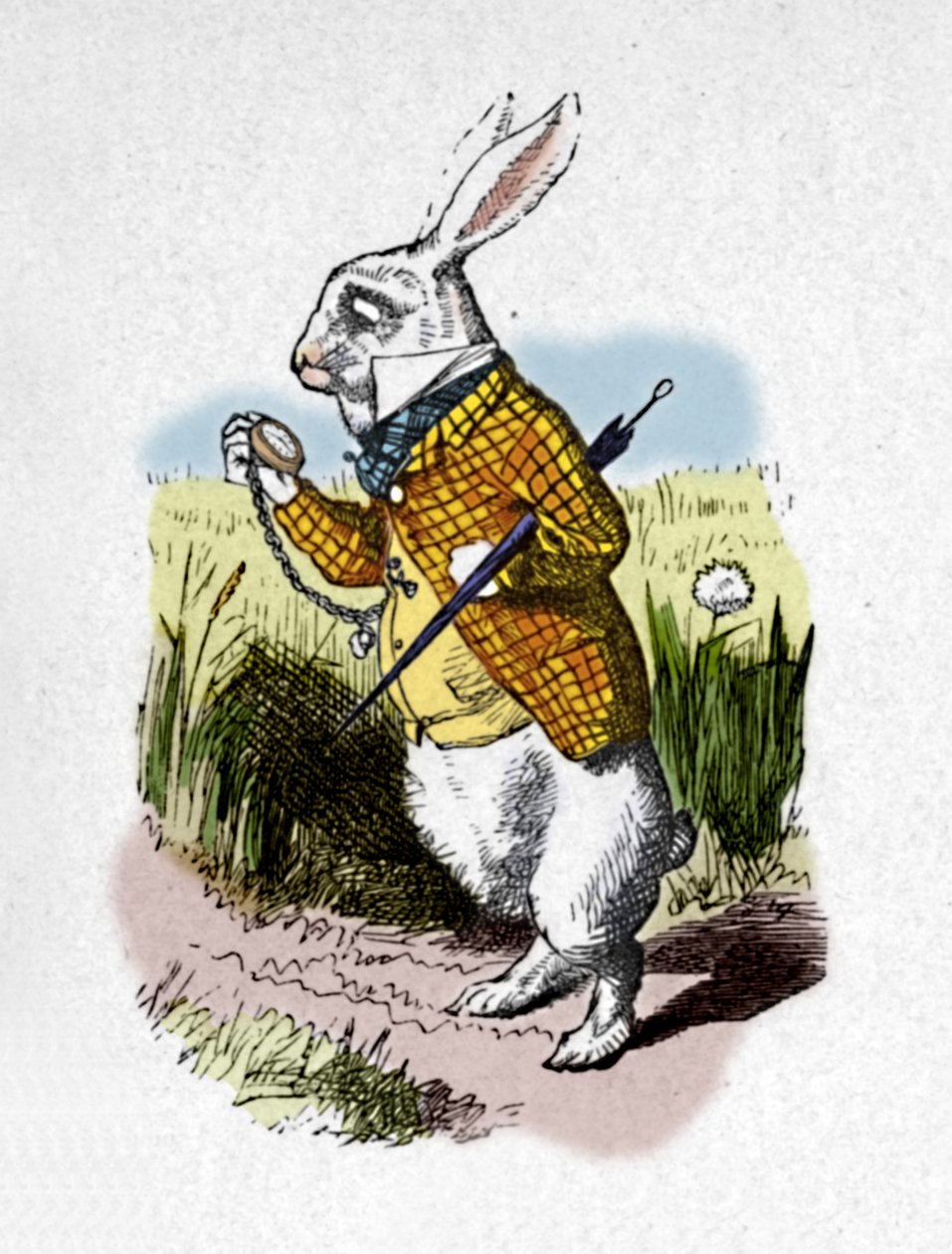 Valkoinen kani kellon kanssa, 1889 tekijältä John Tenniel