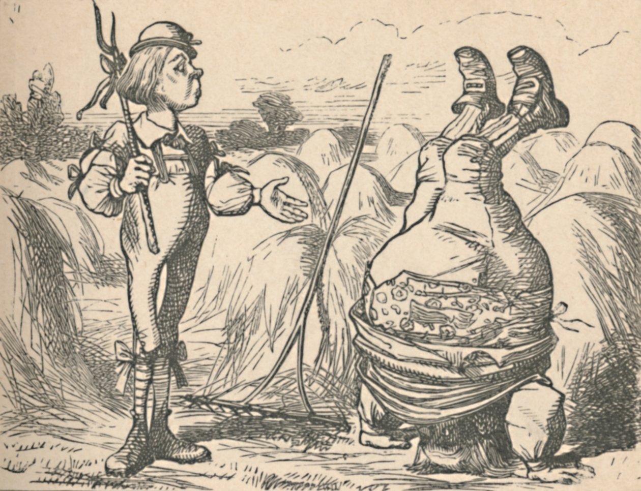 Nuori puhuu tälle isälle, joka seisoo käsillä, 1889 tekijältä John Tenniel