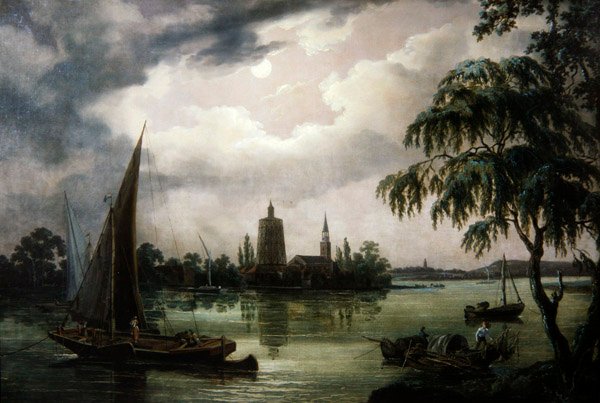 Kuutamoinen näkymä Thamesille Chelseasta tekijältä John Thomas Serres